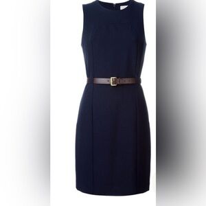Michael Kors Navy Dress with Brown Belt
